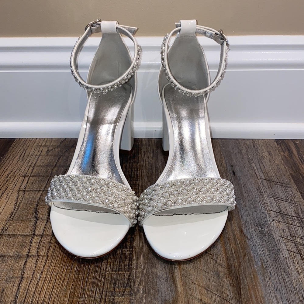 Ivory Pearl Open-Toed Heels. Bridal graduation